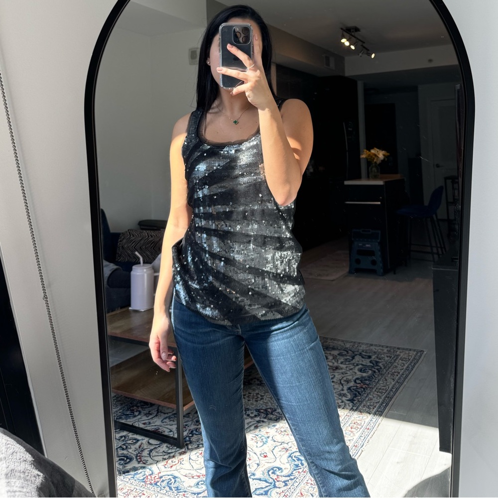 Sequin Black Tank Top
